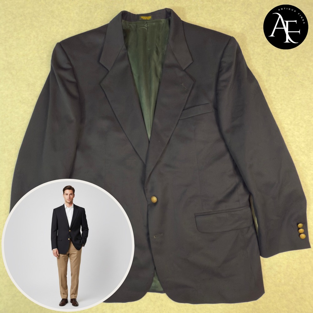 CROFT & BARROW Men's Blazer Size 44S Wool Black Gold Buttons Sport Coat Jacket
